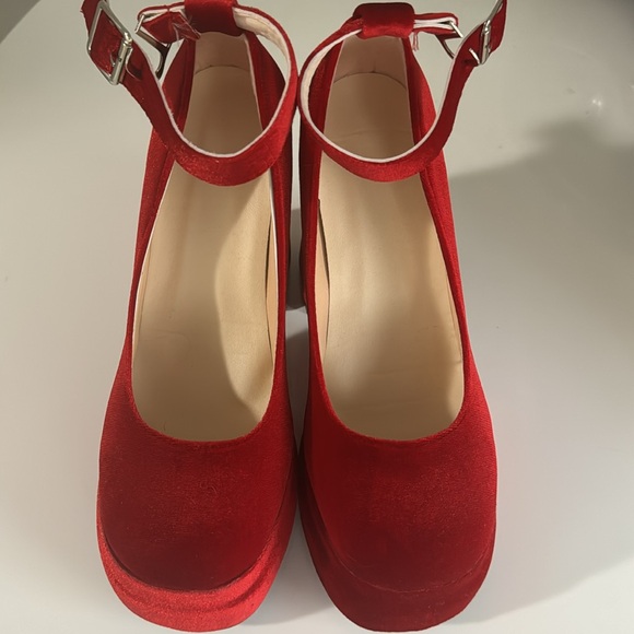 Red Platform Mary Jane Heels - Picture 4 of 5